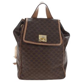 Céline Celine Vintage Macadam Canvas Small Castaño