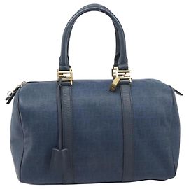 Fendi Boston Zucchino Coated Canvas Medium Blu navy