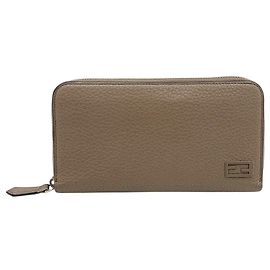 Fendi Forever Zip Around Printed Leather Long Beige