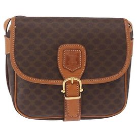 Céline Celine Macadam Shoulder PVC Leather Medium Marrom