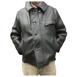 Autre Marque Casaco de couro preto workwear francês Preto