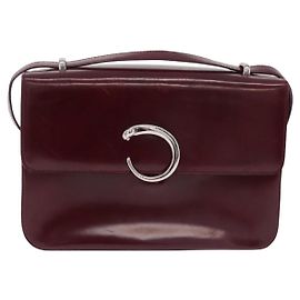 Cartier Panthère Shoulder Patent Leather Bordò