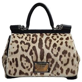 Bolsa Dolce & Gabbana Sicily Estampa de Leopardo Bege