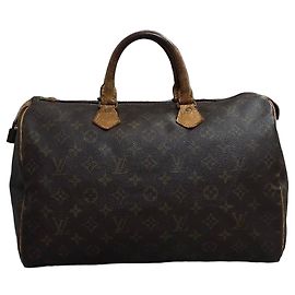 Louis Vuitton Speedy 35 Monogram Canvas Handbag Brown