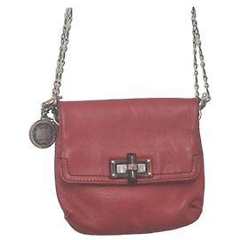 Lanvin Bolsa de mão em couro vermelho Vermelho