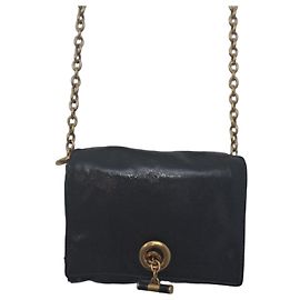 Yves Saint Laurent Black Leather Chain Shoulder Bag Black