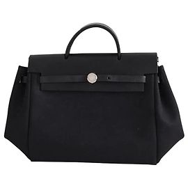 Hermès Herbag Handtasche schwarz Leder Schwarz