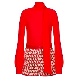 Valentino Garavani VALENTINO - Combinaison Valentino en soie et polyester rouges (T44) Red