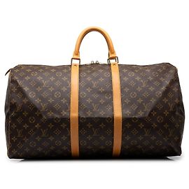 Bolso de viaje Louis Vuitton Monogram Keepall 55 Marrón Castaño