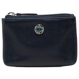 Porta-chaves e porta-moedas com fecho Chanel CC Caviar Azul Azul