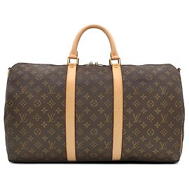 Borsa da viaggio Louis Vuitton Monogram Keepall Bandouliere 50 Marrone Marrone