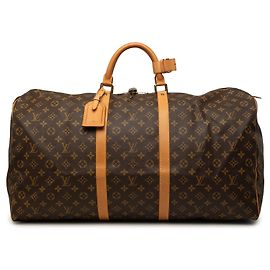Brown Louis Vuitton Monogram Keepall 60 Travel Bag Brown