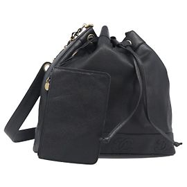 Chanel Vintage CC Drawstring Bucket Caviar Medium Nero