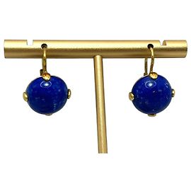 Autre Marque Orecchini pendenti artigianali italiani in oro giallo 18k e lapislazzuli Blu D'oro