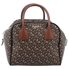 Burberry TB Half Cube Duffle em couro com monograma em relevo Marrom