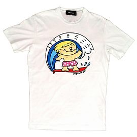 Camiseta de algodón blanca Dsquared2 con gráfico Surfer Blanco