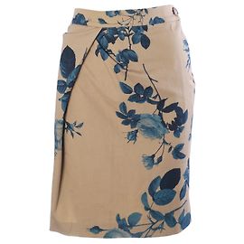 Saia lápis de algodão com estampado de rosas bege e azul Vivienne Westwood Anglomania Azul Outro