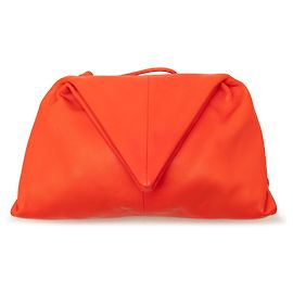 Orange Bottega Veneta Lambskin Trine Fold Over Clutch Orange