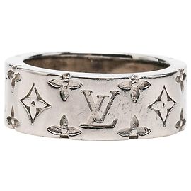 Ring Silver Louis Vuitton Brass LV Mosaic Ring M Silber