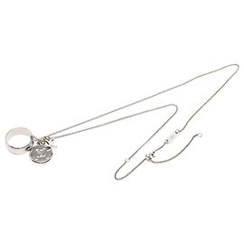 Silver Louis Vuitton Brass Monogram Charms Halskette Silber
