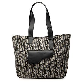 Sac Tote Saddle en toile Dior Oblique bleue Bleu