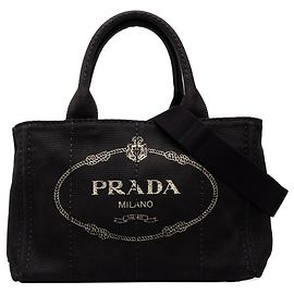 Borsa Tote Satchel Prada Small Canvas Canapa Logo Nera Nero