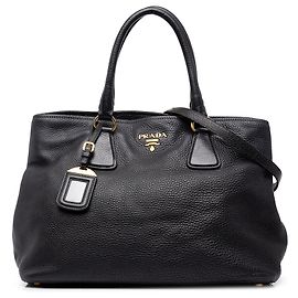 Borsa Tote Convertibile Aperta Prada Vitello Daino Nero Nero