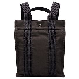 Mochila Hermès Herline PM em lona cinza Cinza