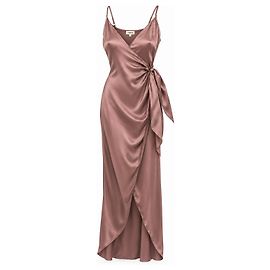 L'Agence Vestido Maxi Envelope de Seda Rosa Antigo Taupe