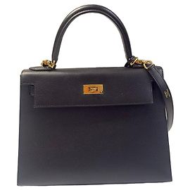Hermès Kelly 28 Sellier Cuir Epsom Noir Noir