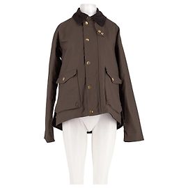 Maje Brown Jacket with Corduroy Collar Brown