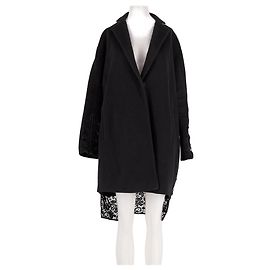 Autre Marque Cappotto midi nero GILMAR con pizzo e bottoni Nero