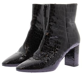 Autre Marque Botas de couro com relevo efeito crocodilo preto Preto