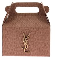 Yves Saint Laurent Sac "TAKE-AWAY" boxe en cuir embossé Camel