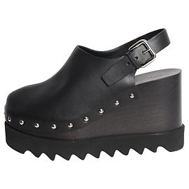 Stella Mc Cartney Black leather platform clogs - size EU 37.5 Black