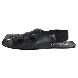 Alaïa Black woven leather flat sandals - size EU 39 Black
