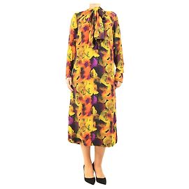 Ganni Robe midi fleurie multicolore - size UK 10 Multicolore