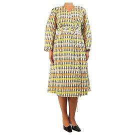 Baum und Pferdgarten Wickelkleid mit mehrfarbigem Karomuster - size UK 10 Mehrfarben