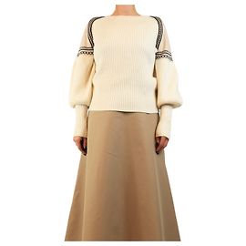 Max Mara Pull en maille jacquard Cosetta crème - size Écru