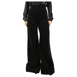 Autre Marque Pantalones anchos de terciopelo negro - size UK 10 Negro
