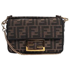 Fendi Mini borsa baguette in jacquard FF marrone Marrone