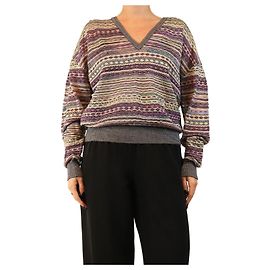 M Missoni V-Ausschnitt Pullover in Lila und Gelb - size S Lila