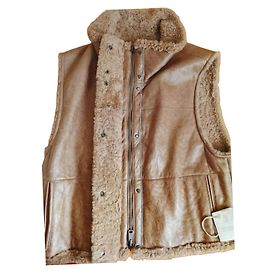 Brunello Cucinelli Leather Shearling Vest Brown Brown