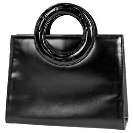 Céline Bolso de mano Celine de cuero negro con asa circular Negro