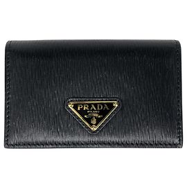 Prada Visitenkartenetui aus Leder Schwarz