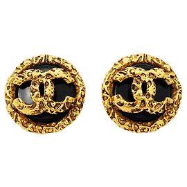 Orecchini a clip Chanel Coco Mark Circle Lava Motif Nero D'oro