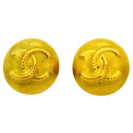 Chanel Gold Plated Clip Earrings Golden