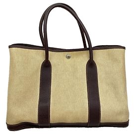 Hermès Saco Tote Hermes Garden PM Marrom Bege