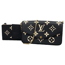 Louis Vuitton Monogram Empreinte Bicolor Pochette Felicie Nero Beige