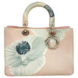 Sac à main en cuir Christian Dior Lady Diorissimo Marron Rose